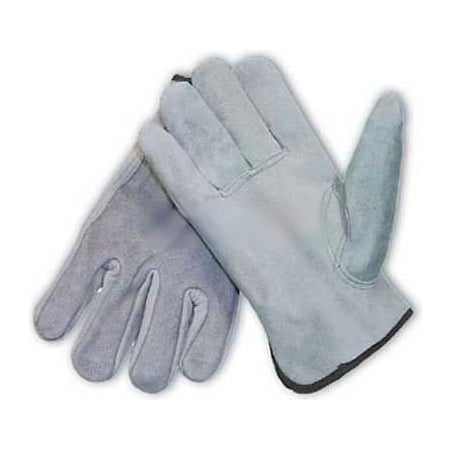 Pip PIP Split Cowhide Drivers Gloves, Premium Grade, Keystone Thumb, Gray, S 69-189/S
